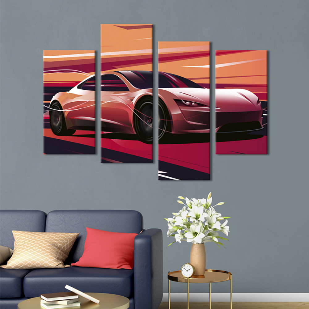 Картина Авто майбутнього Tesla Roadster 89x56 см (1404-42)