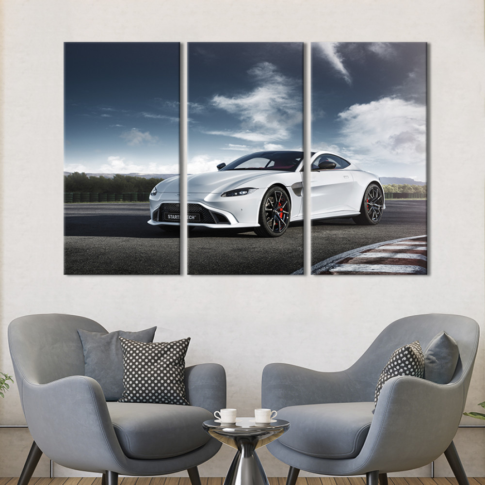 Картина Білий Aston Martin Vantage 78x48 см (1402-31)