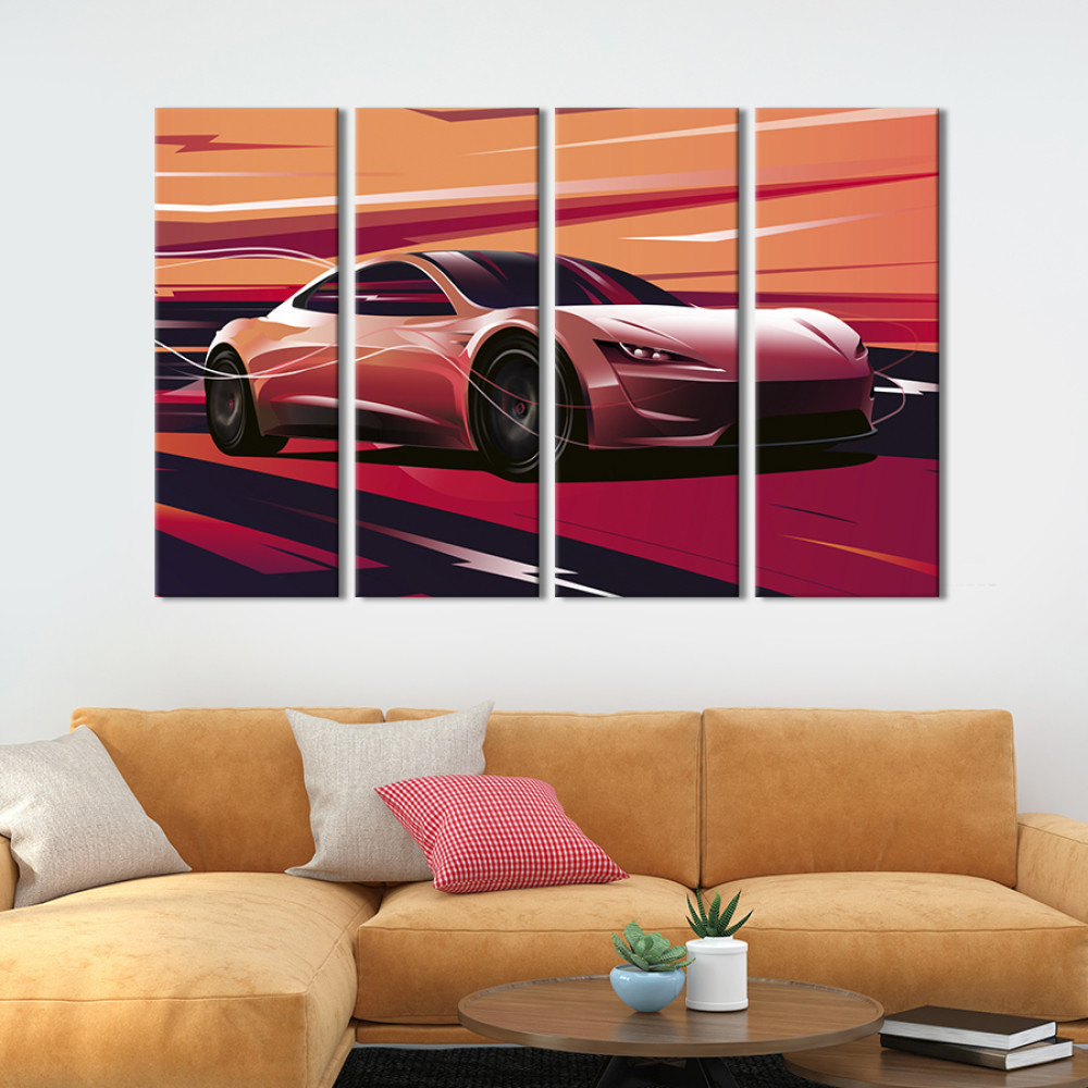 Картина Стильний електромобіль Tesla Roadster 89x53 см (1404-41)