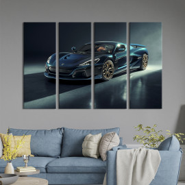 Картина Гарний синій автомобіль Rimac Nevera 89x53 см (1390-41)