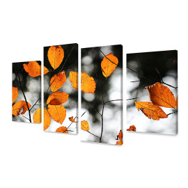 Модульная картина з 4 частин у вітальню / спальню Осіннє листя 149x106 см (M4_XL_557)