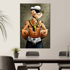 Картина в офіс Поп-арт крутий моряк Папай у татуюваннях 51x34 см (2art_269)