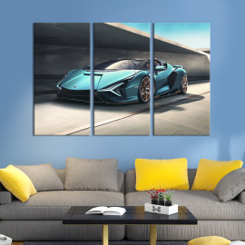Картина Lamborghini Sian Roadster в блакитному кольорі 128x81 см (1274-31)