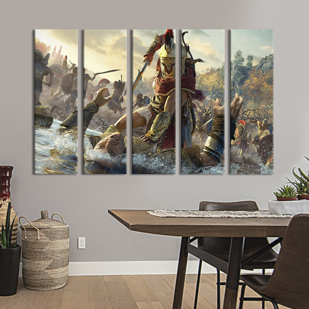 Картина найманець Алексіос в бою / Assassin's Creed: Odyssey 132x80 см (1496-51)
