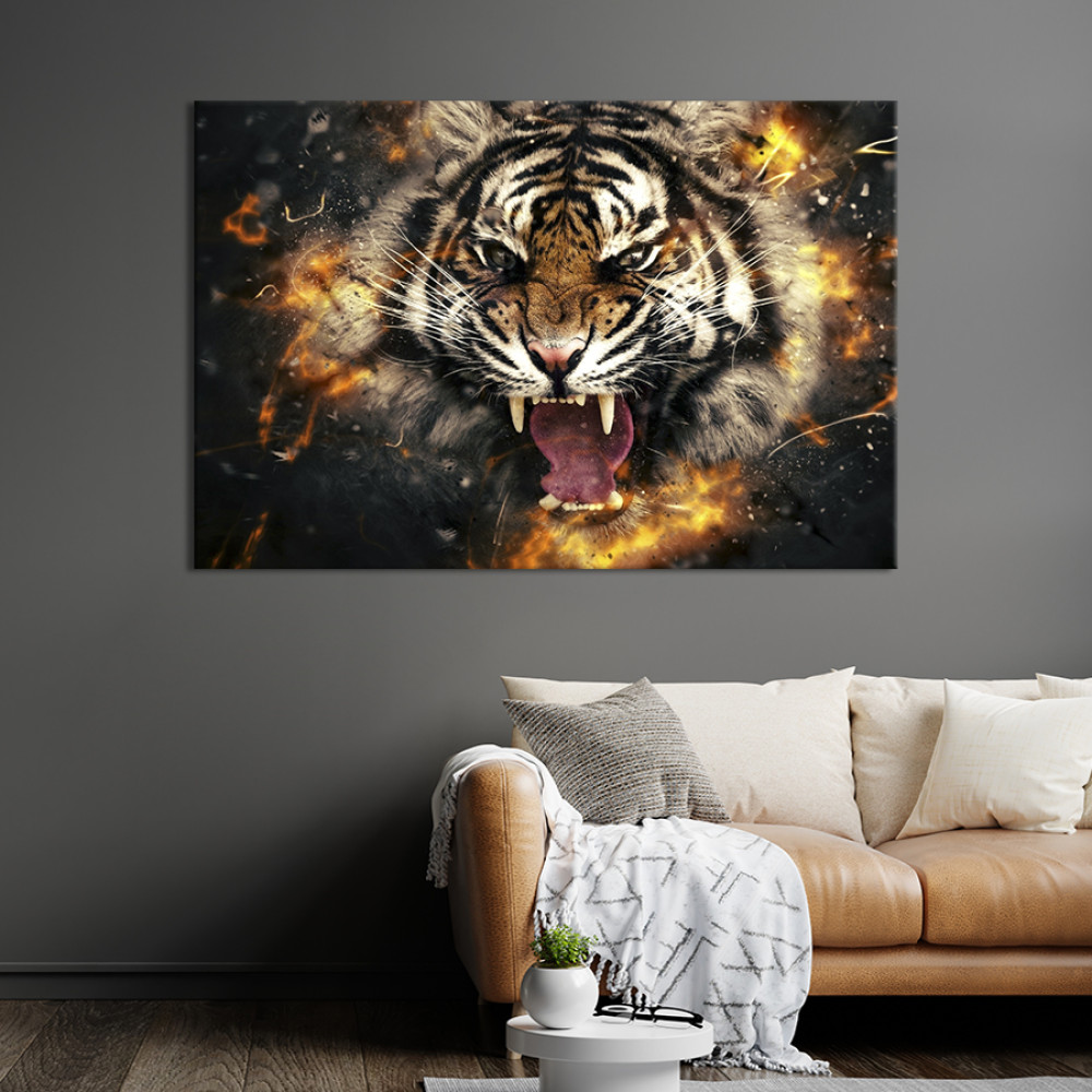 Картина тварини Оскал тигра 51x34 см (1701-1)