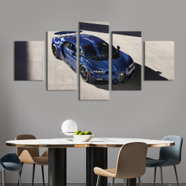 Картина Стильний гіперкар Bugatti Chiron в синьому кольорі 112x54 см (1299-52)