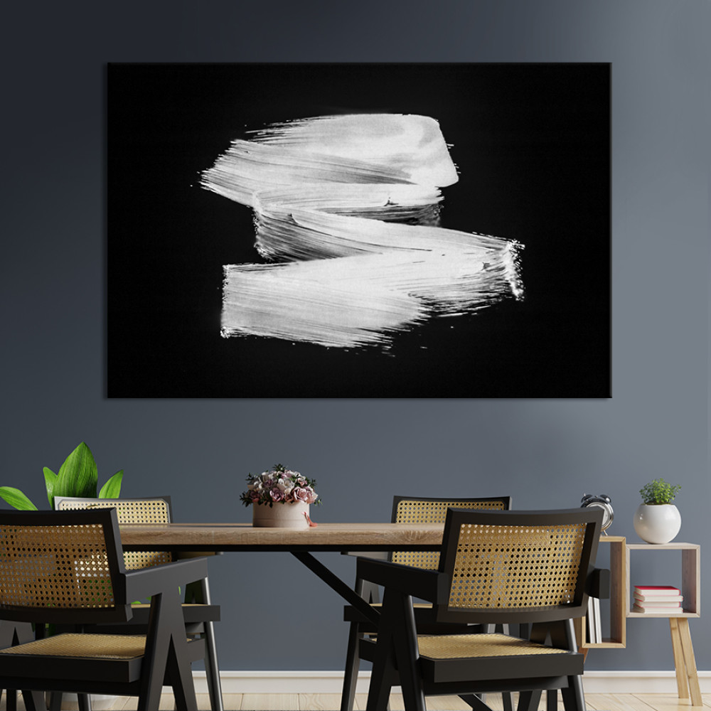 Картина абстракція картина для офісу Вишуканий білий мазок 51x34 см (1087-1)