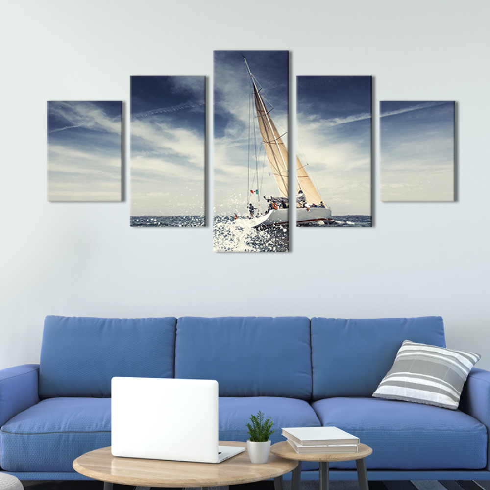 Картина Швидка біла яхта 112x54 см (419-52)