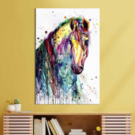 Картина в офіс Абстрактний барвистий кінь 51x34 см (2art_220)