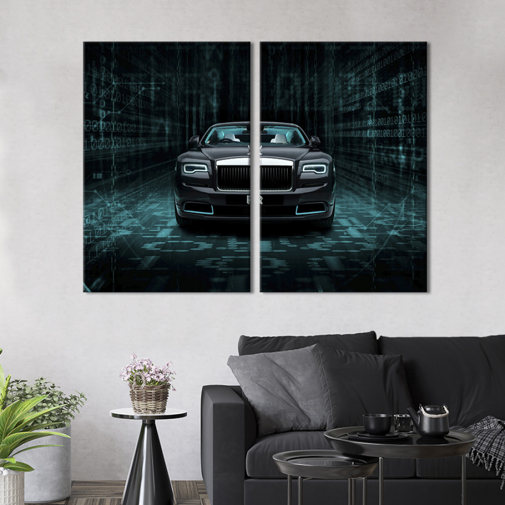 Картина Чорне авто Rolls-Royce Wraith 71x51 см (1395-2)