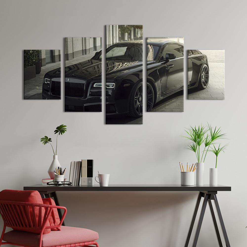 Картина Елегантний Rolls-Royce в чорному кольорі 112x54 см (1400-52)