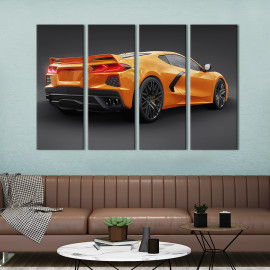 Картина Яскравий Chevrolet Corvette Stingray на сірому тлі 89x53 см (1409-41)