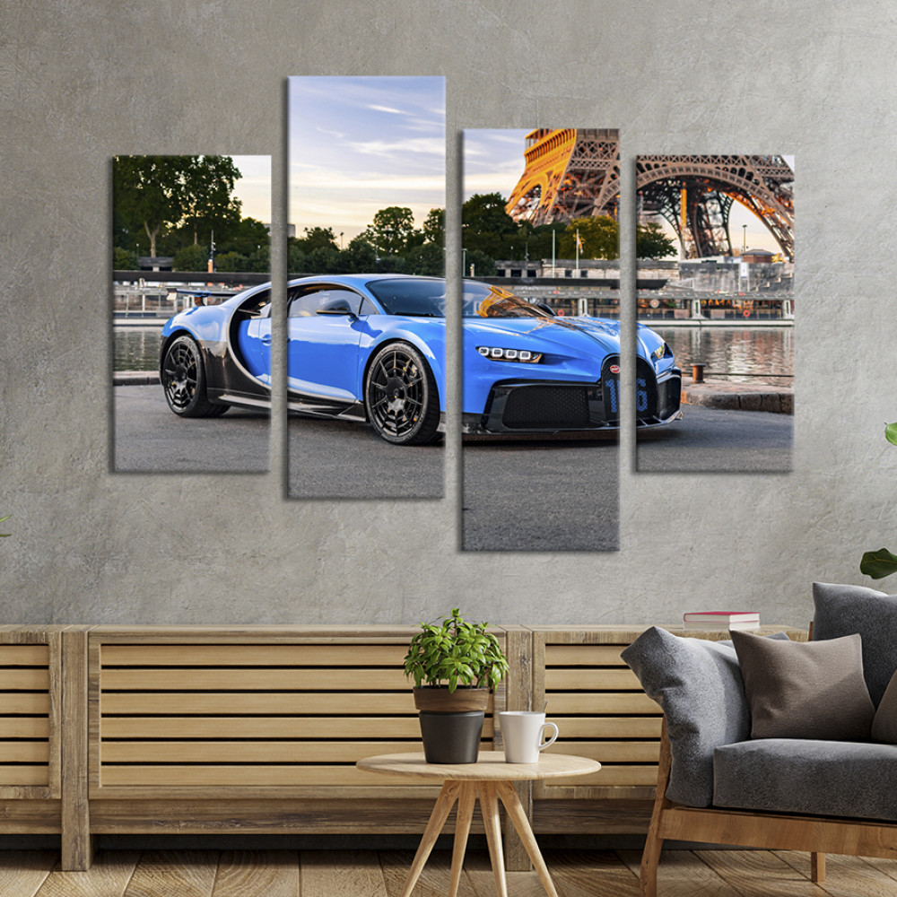 Картина Чарівний блакитний Bugatti Chiron 89x56 см (1298-42)