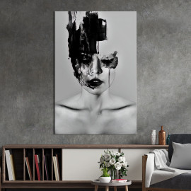 Картина в офіс Чорно-біла абстрактна дівчина 51x34 см (2art_42)