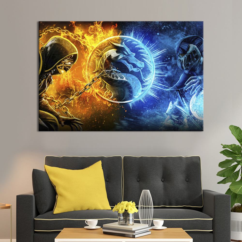 Картина на полотні Mortal Kombat: Scorpion and Sub-Zero 51x34 см (730-1)