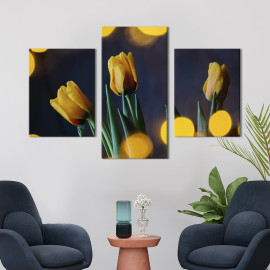 Картина триптих Три яскраві жовті тюльпани 66x40 см (923-32)