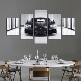 Картина Bugatti Chiron в чорному кольорі 112x54 см (1296-52)