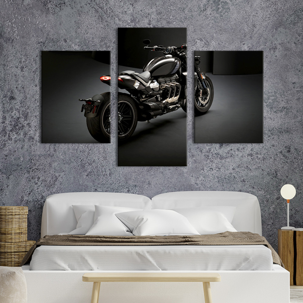 Картина Мотоцикл Triumph Rocket 3 на чорному тлі 141x90 см (1407-32)