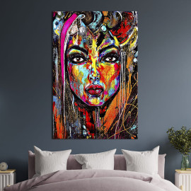 Картина в офіс Стильна сучасна дівчина у фарбах 51x34 см (2art_11)