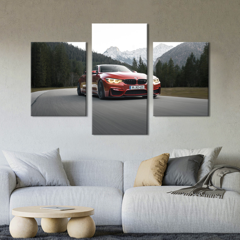 Картина Авто BMW на гірській дорозі 66x40 см (1381-32)