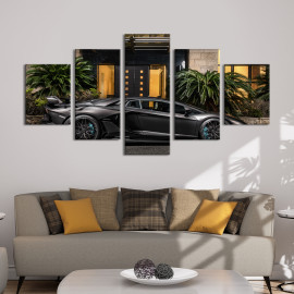 Картина Шикарна чорна Lamborghini Aventador SVJ Roadster 112x54 см (1334-52)