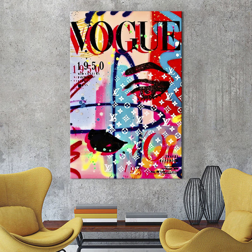 Картина в офіс Абстрактне обличчя на обкладинці журналу Vogue 51x34 см (2art_147)