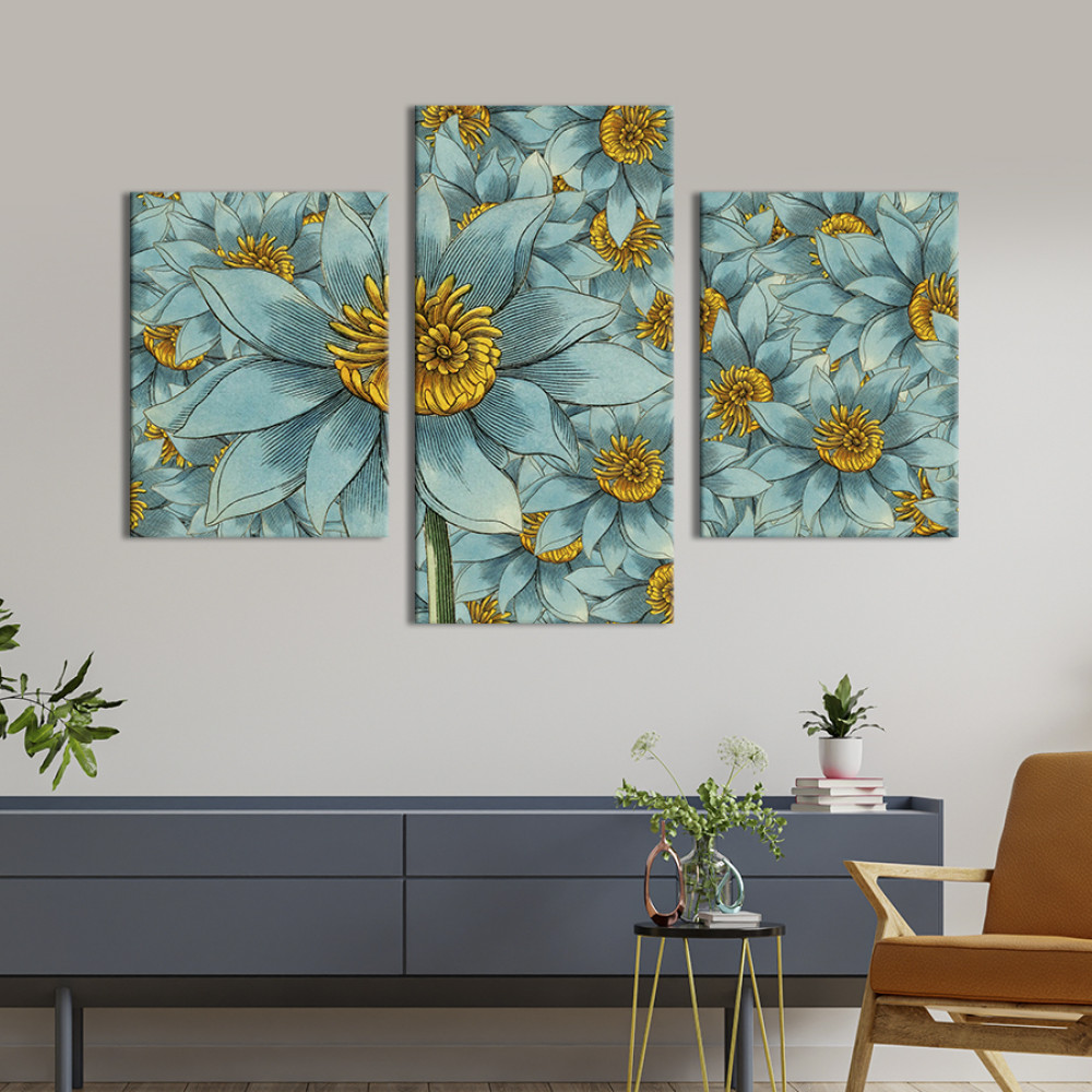 Картина триптих Красиві блакитні нарциси 66x40 см (780-32)