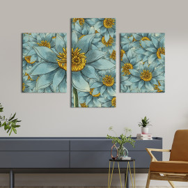 Картина триптих Красиві блакитні нарциси 66x40 см (780-32)