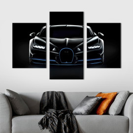 Картина Чорний Bugatti Chiron з неоновою підсвіткою 66x40 см (1305-32)