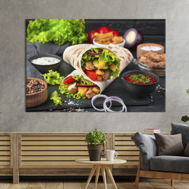 Картина для кухні кафе бару Куряча шаурма з соусами 51x34 см (1642-1)
