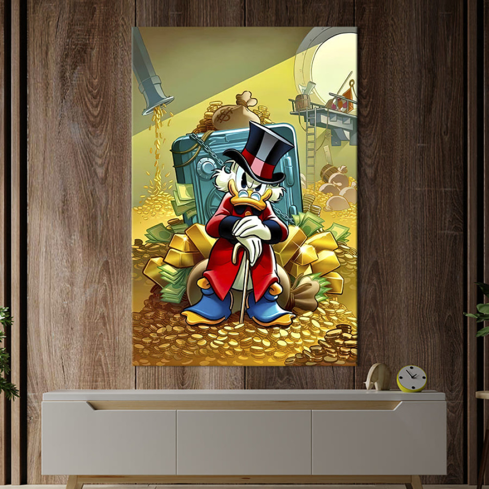 Картина в офіс Качка Скрудж Макдак на горі золота 51x34 см (2art_91)