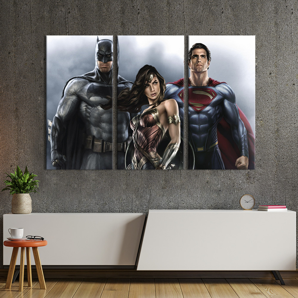 Картина Трійка DC: Чудо-жінка, Бетмен, Супермен 128x81 см (765-31)