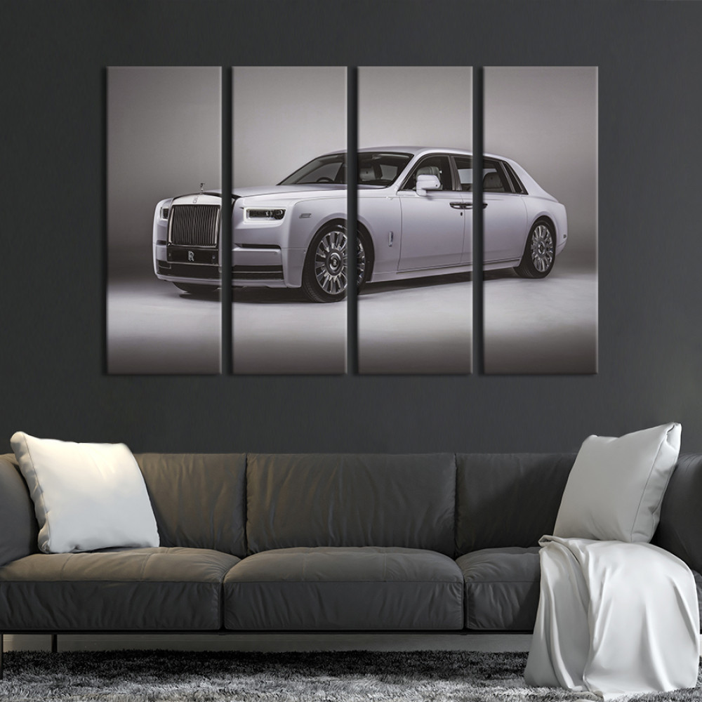 Картина Білий ретро-автомобіль Rolls-Royce 89x53 см (1394-41)