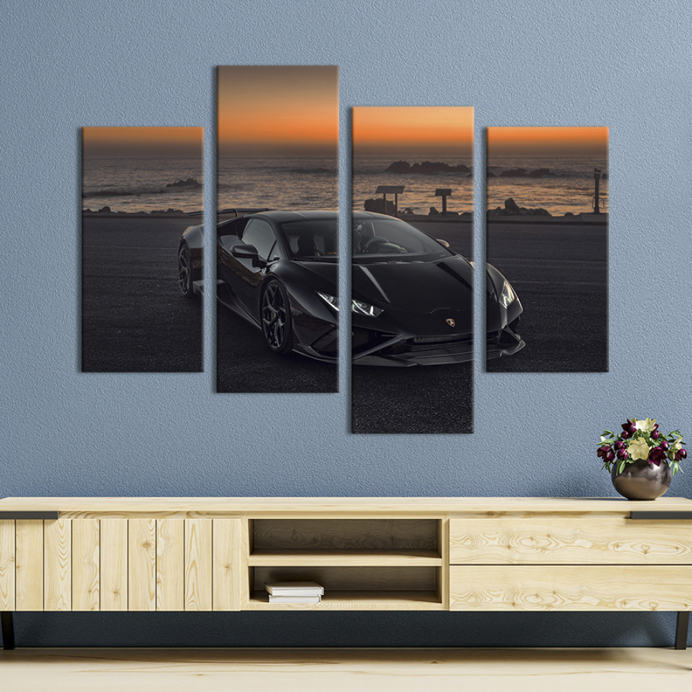 Картина Стильний Lamborghini Huracаn в чорному кольорі 89x56 см (1375-42)