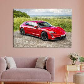 Картина Червоний Porsche Taycan 51x34 см (1386-1)