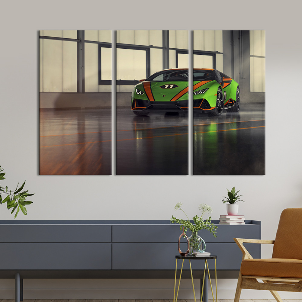Картина Шикарний зелений Lamborghini Huracan 78x48 см (1265-31)