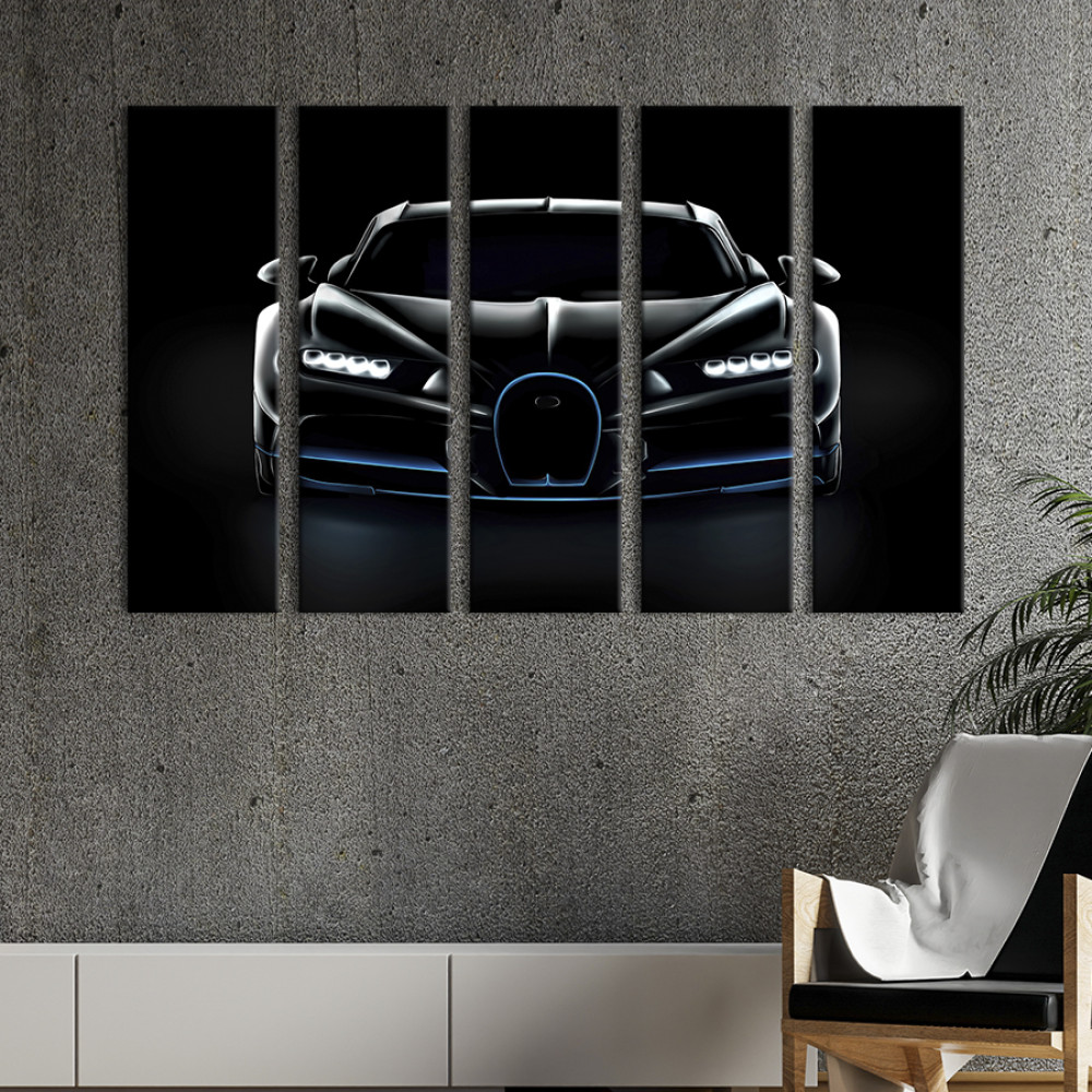 Картина Bugatti Chiron на чорному тлі 132x80 см (1305-51)