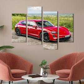 Картина Стильний червоний Porsche Taycan 89x56 см (1386-42)