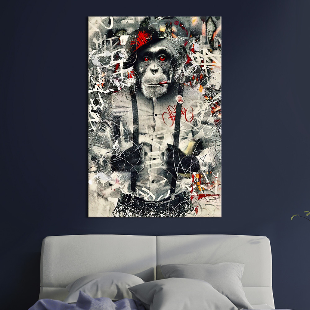 Картина в офіс Весела мавпа, що курить 51x34 см (2art_259)