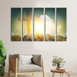Картина Дерев'яний хрест у променях сонця 87x50 см (474-51)