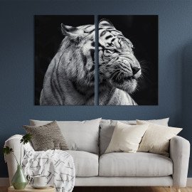 Диптих Картина тварини Чорно-білий профіль тигра 71x51 см (1700-2)