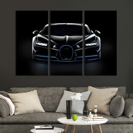 Картина Чорний суперкар Bugatti Chiron 78x48 см (1305-31)