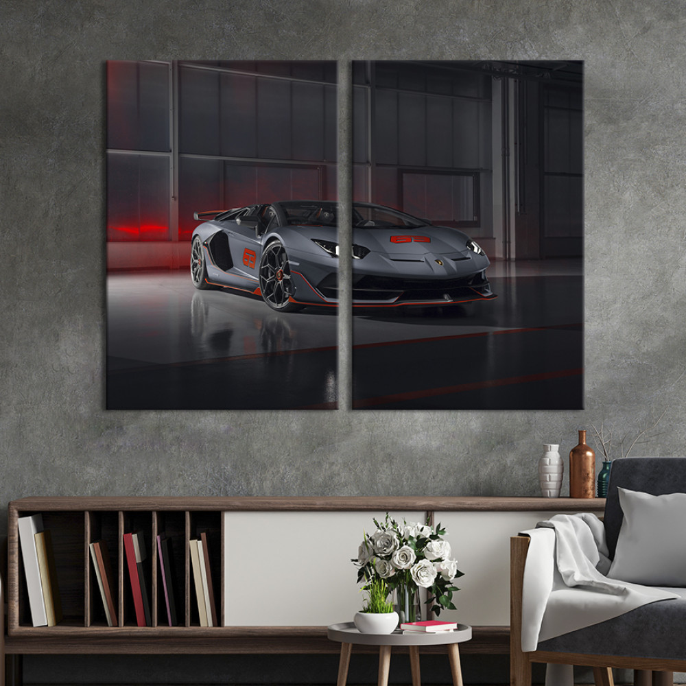 Картина Сірий Lamborghini 71x51 см (1263-2)