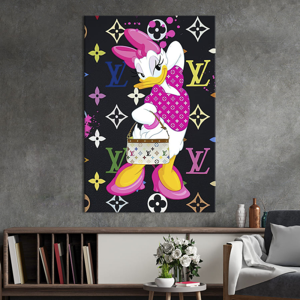 Картина в офіс Персонаж Дісней качка Дейзі Дак у Louis Vuitton 80x54 см (2art_2)