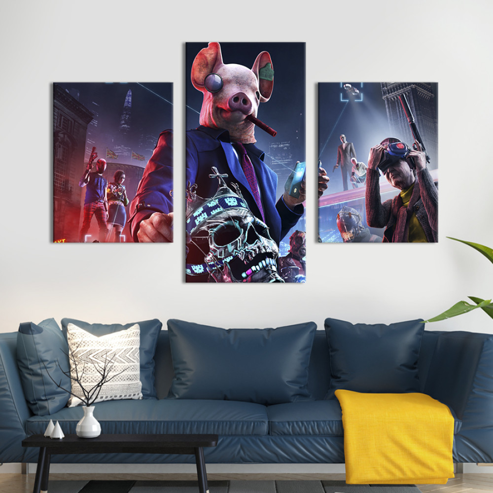 Картина Персонажі гри Watch Dogs: Legion 66x40 см (1527-32)