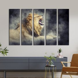 Картина Лев у серпанку туману 87x50 см (163-51)