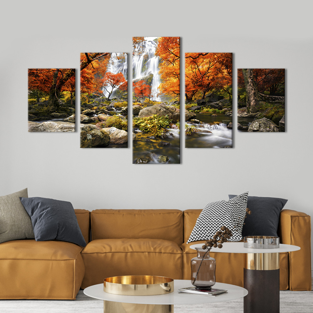 Картина Вогняно-помаранчевий водоспад 162x80 см (586-52)