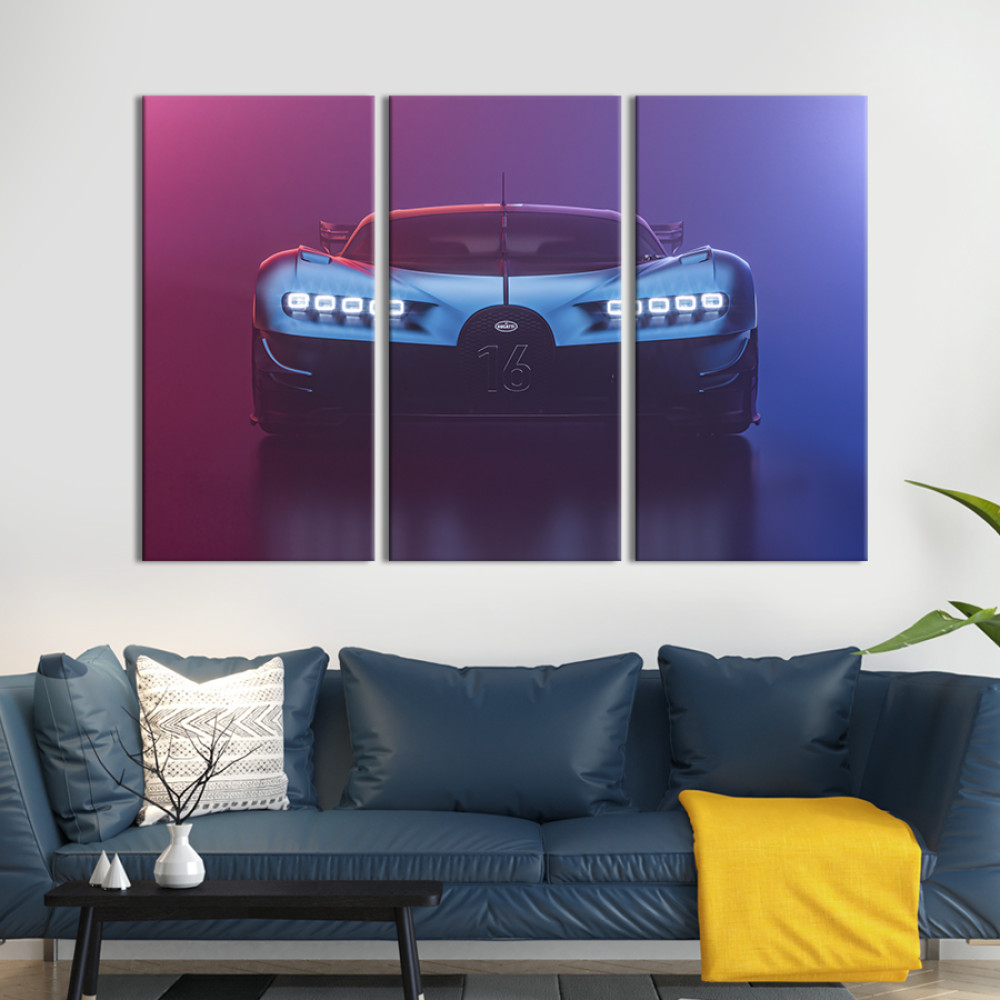 Картина Синій Bugatti Chiron Vision GT 78x48 см (1304-31)