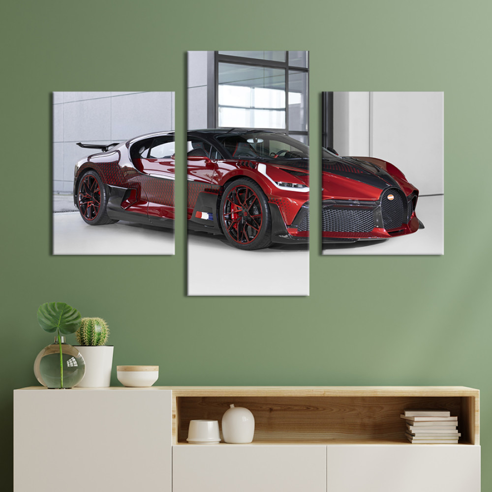 Картина Червоний автомобіль Bugatti Divo 66x40 см (1300-32)
