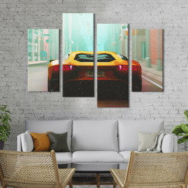Картина Жовта Lamborghini у місті 89x56 см (1342-42)